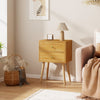 2-Drawer Nightstand Set of 2 with Solid Wood Legs-Natural
