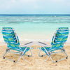 Folding Lay Flat Beach Chair Set of 2 with 5-Position Backrest-Blue & Green