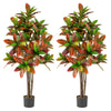 2 Pack 150cm Artificial Croton Plant with Multi-colored PEVA Leaves