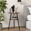 2 Pack 2-Tier Wooden Round Side Table with Storage Shelf-Walnut