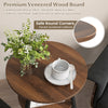 2 Pack 2-Tier Wooden Round Side Table with Storage Shelf-Walnut
