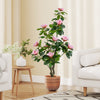 2 Pack Artificial Magnolia Tree Faux Flower Plant in Nursery Pot-Pink