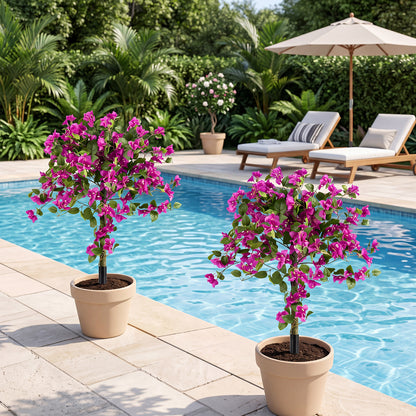 2 Pack Bougainvillea Artificial Trees with Stable Ground Spike