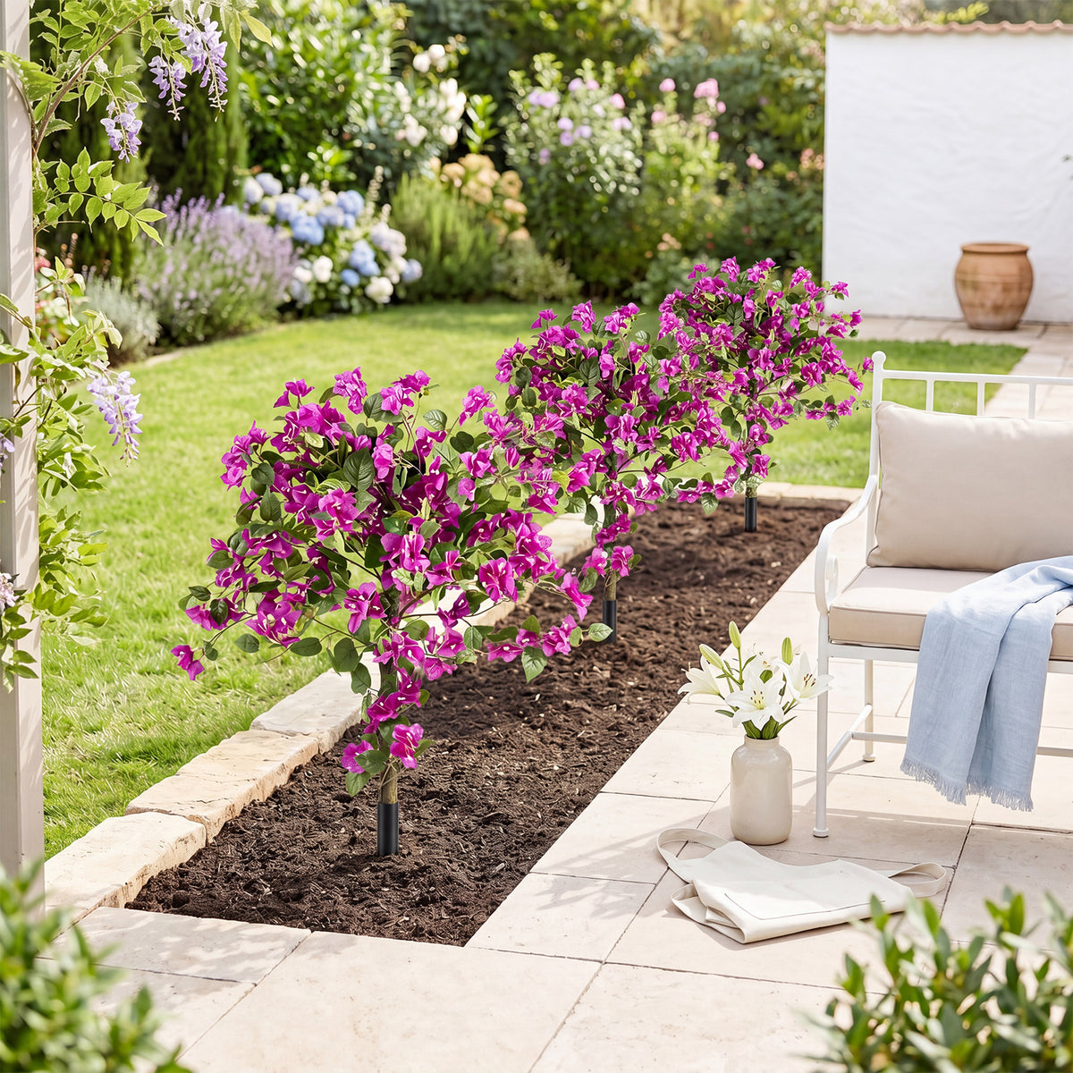 2 Pack Bougainvillea Artificial Trees with Stable Ground Spike