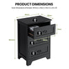 2 Pack Vintage 3-Tier Nightstand with Exquisite Metal Handles-Black