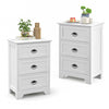 2 Pack Vintage 3-Tier Nightstand with Exquisite Metal Handles-White