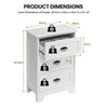 2 Pack Vintage 3-Tier Nightstand with Exquisite Metal Handles-White
