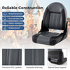 2-Pack Folding High Back Boat Seats with Waterproof PVC Leather and Thick Sponge Padding-Black