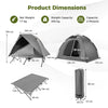 2-Person Camping Cot Tent Foldable Off-Ground Camping Combo for Adults-Grey