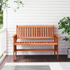 2-Person Outdoor Wood Garden Bench with Backrest Armrests and Slatted Seat