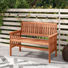 2-Person Outdoor Wood Garden Bench with Backrest Armrests and Slatted Seat