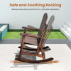 2-Person Outdoor Adirondack Rocking Chair with High Back and Slatted Seat-Brown