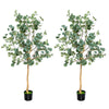 2-Piece 1.65 m Artificial Eucalyptus Tree with Silver Dollar Leaves
