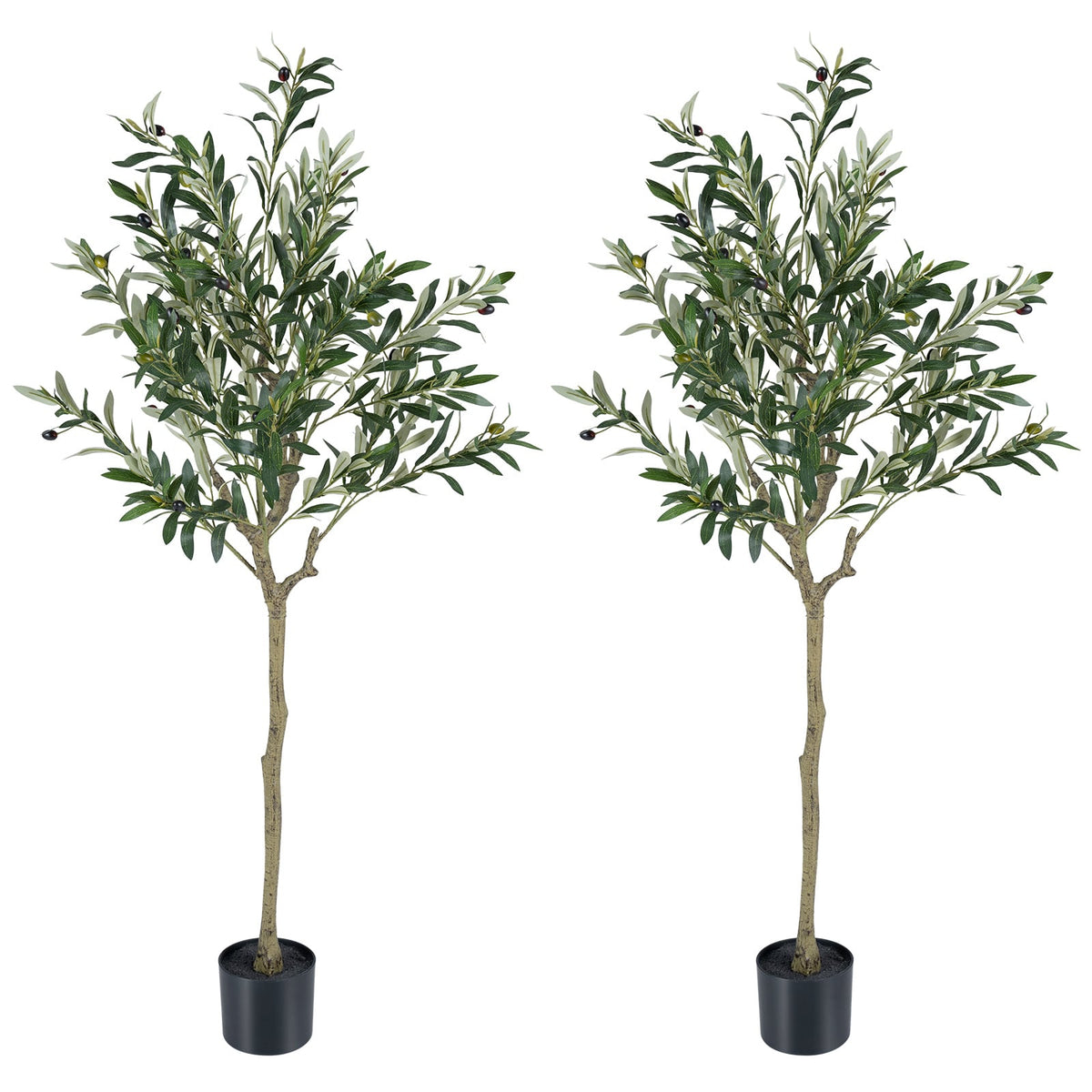 2 Piece 150 cm Artificial Olive Tree with 24 Olive Fruits and 576 Silk Leaves