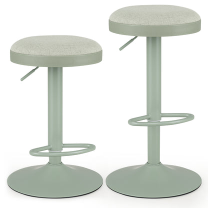 2 Piece Kitchen Bar Stool with Height Adjustment and D-Shaped Footrest-Green