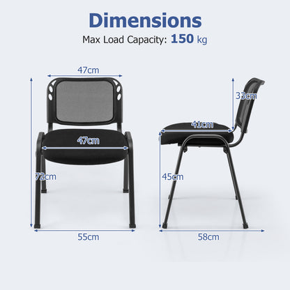 2 Piece Modern Stackable Upholstered Armless Conference Reception Chair-Black