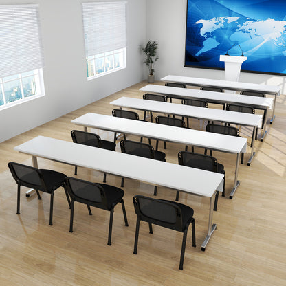 2 Piece Modern Stackable Upholstered Armless Conference Reception Chair-Black