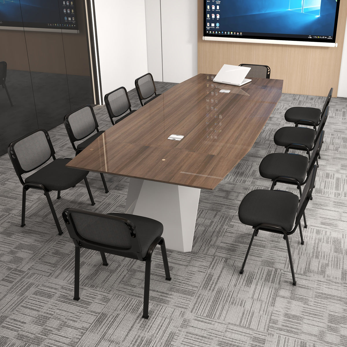 2 Piece Modern Stackable Upholstered Armless Conference Reception Chair-Black