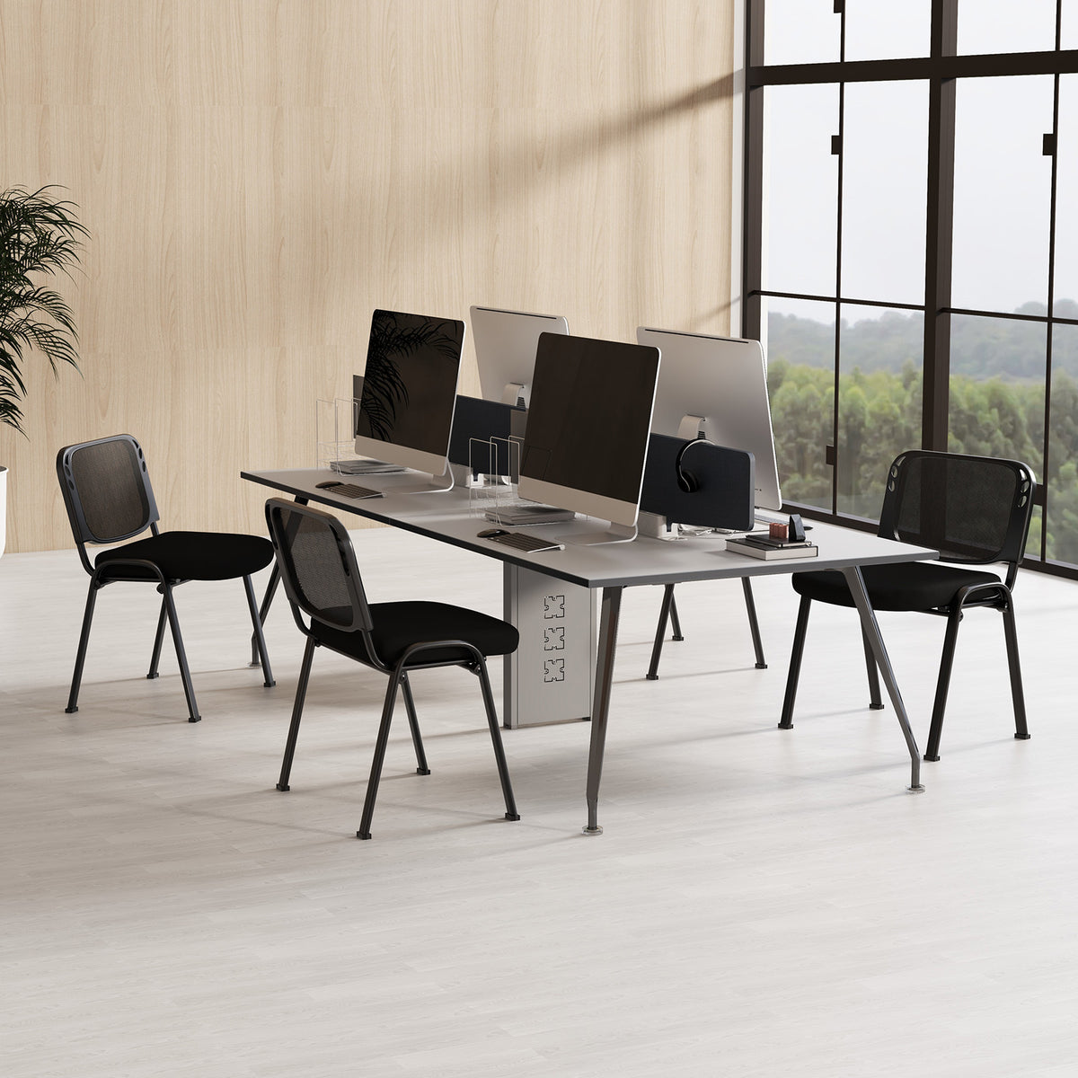 2 Piece Modern Stackable Upholstered Armless Conference Reception Chair-Black