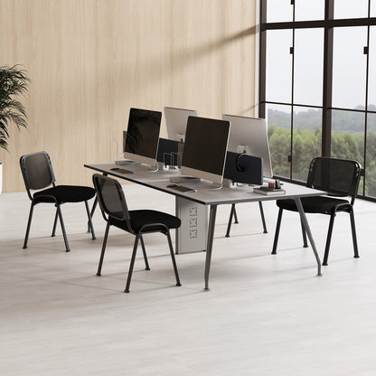 2 Piece Modern Stackable Upholstered Armless Conference Reception Chair-Black