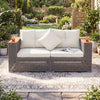 2-Piece Patio Corner Sofa Set Outdoor Sectional Wicker Loveseat with Thick Cushions-White