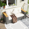 2-Piece Patio Corner Sofa Set Outdoor Sectional Wicker Loveseat with Thick Cushions-White