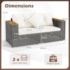 2-Piece Patio Corner Sofa Set Outdoor Sectional Wicker Loveseat with Thick Cushions-White
