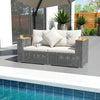 2-Piece Patio Corner Sofa Set Outdoor Sectional Wicker Loveseat with Thick Cushions-White