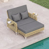 2-Piece Patio Daybed Set with Storage Ottoman-Grey