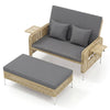 2-Piece Patio Daybed Set with Storage Ottoman-Grey