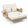 2-Piece Patio Daybed Set with Storage Ottoman-White