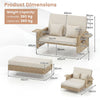 2-Piece Patio Daybed Set with Storage Ottoman-White