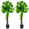 2 Pieces Artificial Crabapple Tree Fake Plant in Pot with Real Wood Trunk and Branches