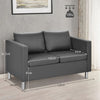 2-Seater PU Leather Accent Tub Sofa Loveseat with Pillows and C-Shaped Sofa Side Snack Table Set