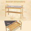2-Tier Bamboo Shoe Bench with Storage with Padded Cushion and Shelf-Grey