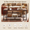 2-Tier Coffee Table Modern Accent Table with Open Storage Shelf Center Table-Brown