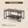2-Tier Coffee Table Modern Accent Table with Open Storage Shelf Center Table-Brown