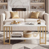 2-Tier Coffee Table Modern Accent Table with Open Storage Shelf Center Table-White