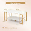 2-Tier Coffee Table Modern Accent Table with Open Storage Shelf Center Table-White