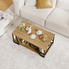 2-Tier Coffee Table with Storage Shelf and Open Compartment-Natural