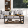 2-Tier Coffee Table with Storage Shelf and Open Compartment-Natural