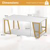 2-Tier Coffee Table with Storage Shelf and Open Compartment-White & Golden