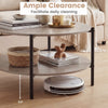 2-Tier Industrial Round Coffee Table with Open Storage Shelf-Grey