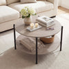 2-Tier Industrial Round Coffee Table with Open Storage Shelf-Grey