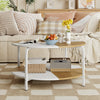 2-Tier Round Coffee Table with Open Storage Shelf-White