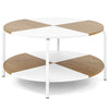 2-Tier Round Coffee Table with Open Storage Shelf-White