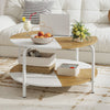 2-Tier Round Coffee Table with Open Storage Shelf-White