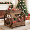 2-Tier Rustic Wood Wagon Planter with 3 Growing Boxes and Drainage Holes-Coffee