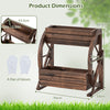 2-Tier Wood Wagon Planter Box with Drainage Holes for Flowers-Coffee