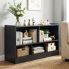 2-Tier Wooden Kids Bookcase with 5 Compartments for Playroom Study-Black
